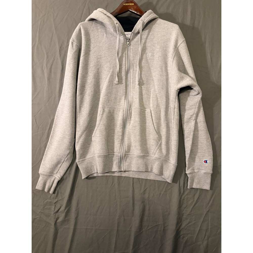 Champion Mens Medium Powerblend Full Zip Hoodie Heather Gray Fleece Sweatshirt